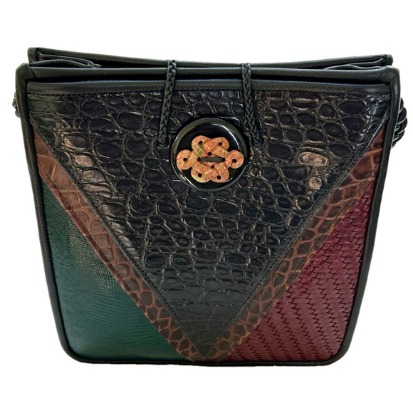 Randall Herold Chevron Handmade Leather Bag Crossbody Multicolor Stone - Picture 1 of 16